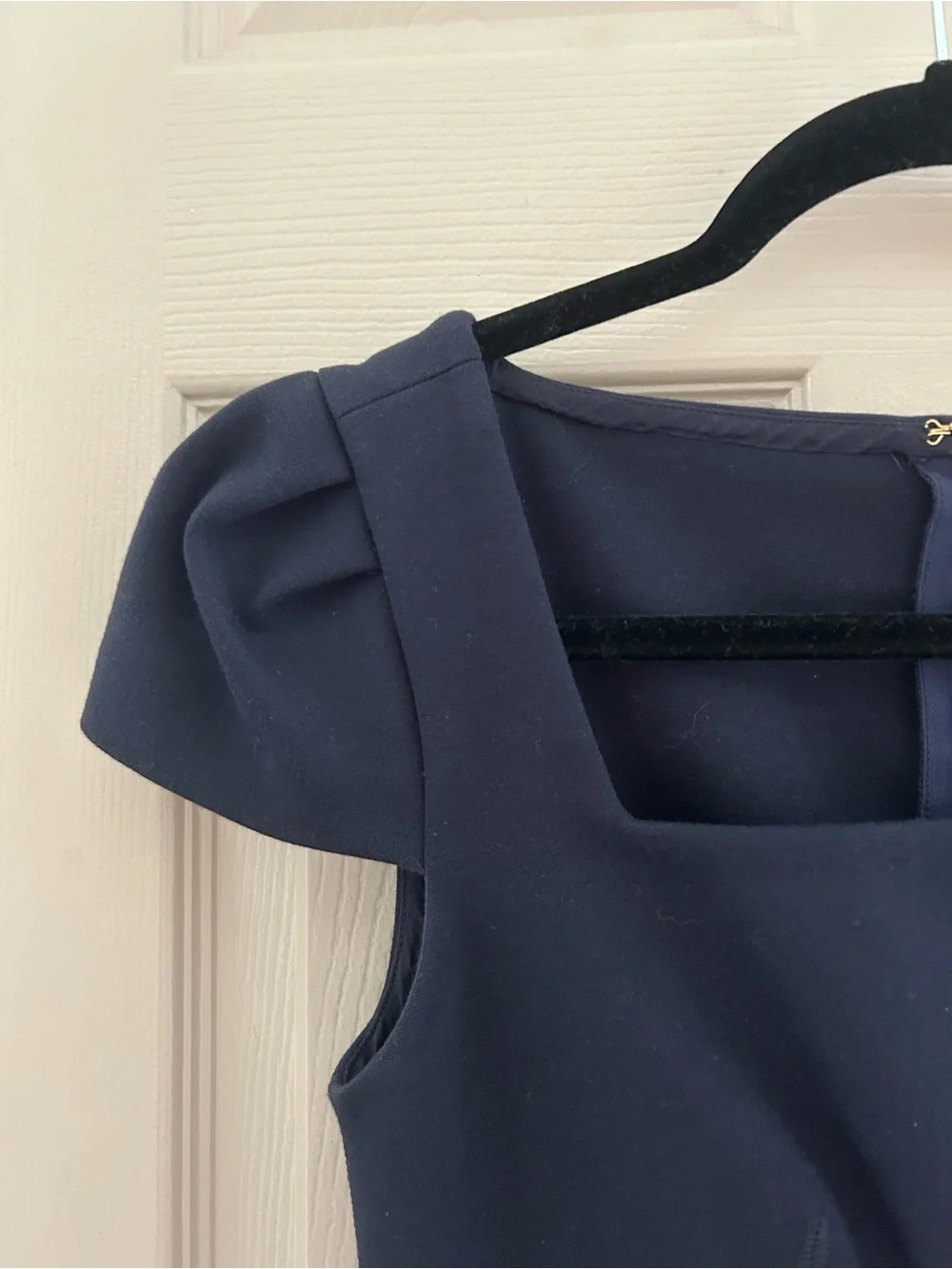 Tory Burch Navy Square-Neck Midi Sheath Dress
